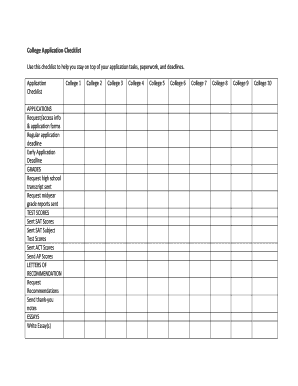College Application Checklist
