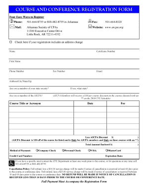 Course and Conference Registration Form
