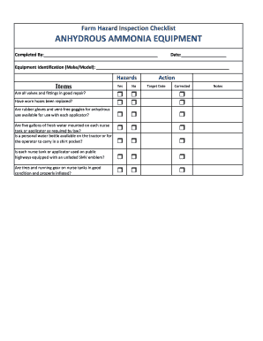 Anhydrous Ammonia Equipment Inspection Checklist