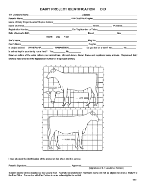 4-H Dairy Project Identification Form