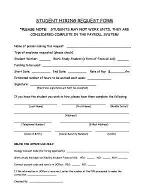 Student Hiring Request Form