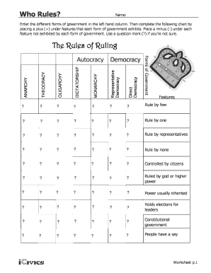 Who Rules Government Worksheet