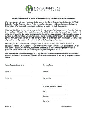 Vendor Confidentiality Agreement