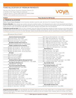 Voya Premium Allocation Form