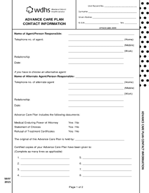 Advance Care Plan and Medical Enduring Power of Attorney