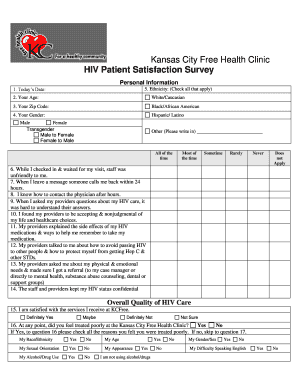 Patient satisfaction survey sample - Kansas City Free Health Clinic HIV Patient Satisfaction Survey - peer hdwg