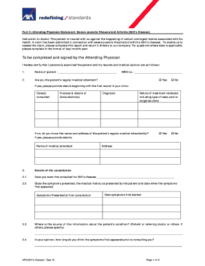 Attending Physician Statement - Severe Juvenile Rheumatoid Arthritis