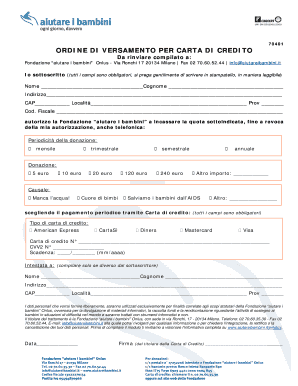 Ordine di versamento per carta di credito