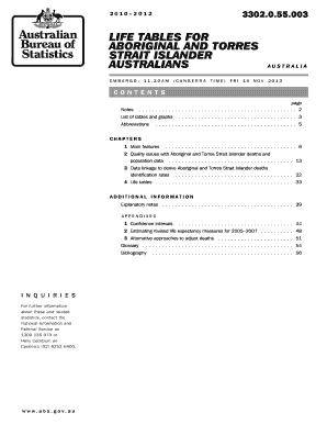 3302055003 Life Tables for Aboriginal and Torres Strait Islander Australians 2010-2012 - naccho org