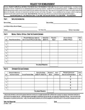 Request for Reimbursement Form