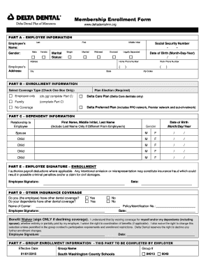 Delta Dental Minnesota Membership Enrollment Form