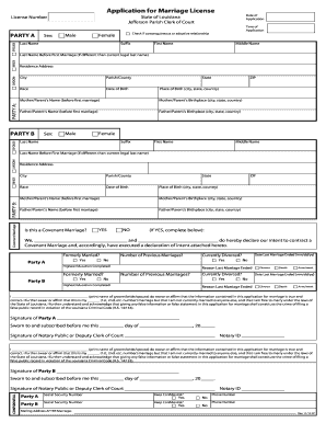 Louisiana Marriage License Application