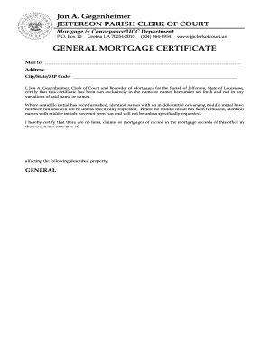 Louisiana General Mortgage Certificate