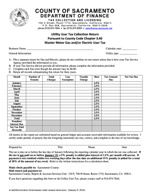 Sacramento County Utility User Tax Collection Return