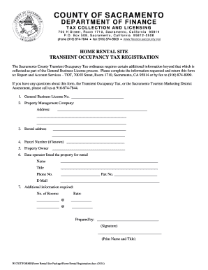 Sacramento Transient Occupancy Tax Registration