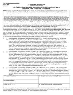 USDA Crop Insurance and NAP Coverage Agreement