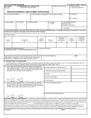 USDA Practice Approval and Payment Application