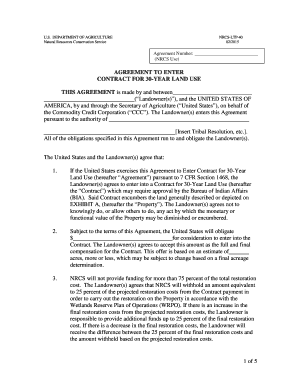 USDA 30-Year Land Use Agreement