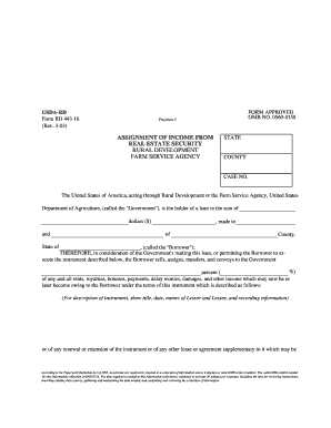 USDA Assignment of Income from Real Estate Security