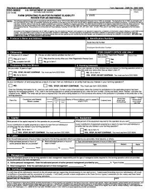Farm Operating Plan for Payment Eligibility