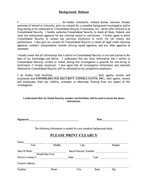 Background Release Form