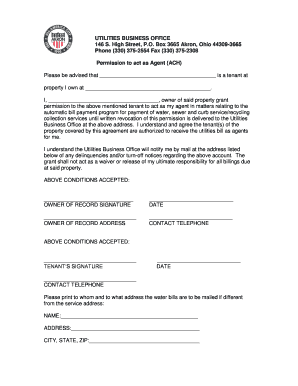 Permission to Act as Agent for Utilities Payment
