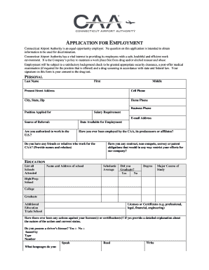Connecticut Airport Authority Employment Application