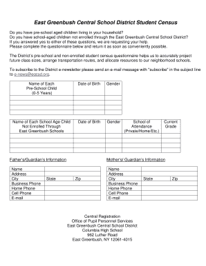 East Greenbush Student Census Form