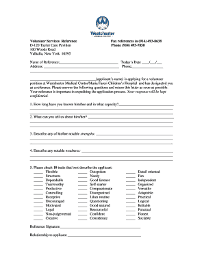Volunteer Reference Form