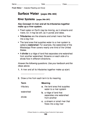 Fresh Water Reading and Study Worksheet