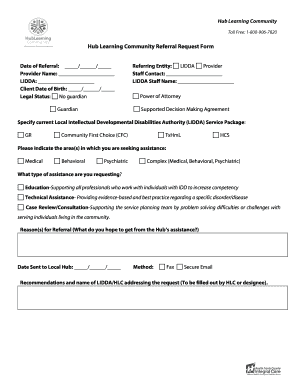 Hub Learning Community Referral Request Form