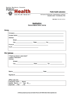 Bacteriological Water Testing Application