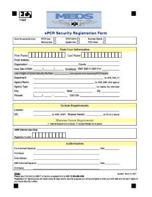 ePCR Security Registration Form