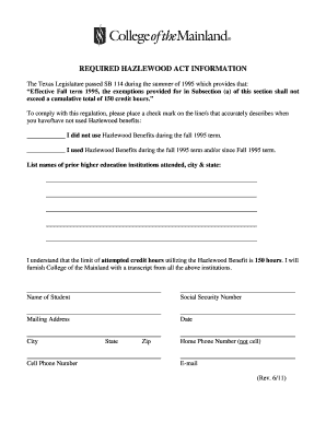 Texas Hazlewood Act Compliance Form