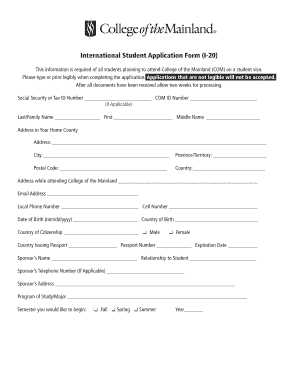 International Student Application Form I-20