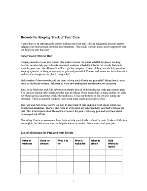 Pain Management Records for Cancer Patients