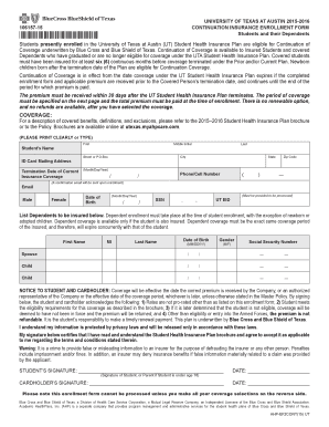 University of Texas Continuation Insurance Enrollment Form