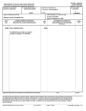 Statement of Deficiencies and Plan of Correction