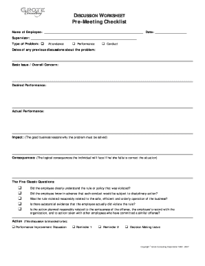 Employee Performance Discussion Worksheet