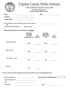Laptop Transfer/Return Form