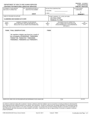 Statement of Deficiencies and Plan of Correction