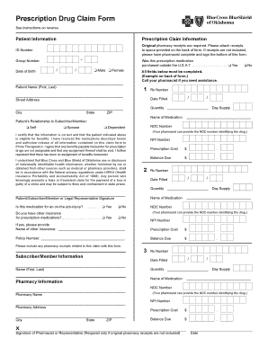 Prescription Drug Claim Form
