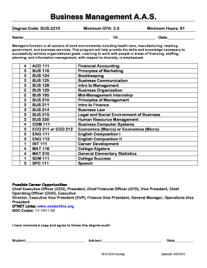 Business Management A.A.S. Degree Audit Form