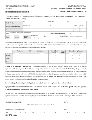 University of Louisville Dependent Insurance Enrollment Form
