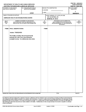 Statement of Deficiencies and Plan of Correction