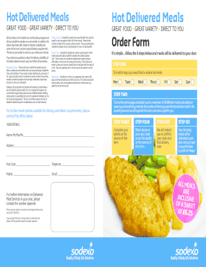 Hot Meal Delivery Order Form