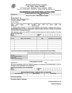 Transmission-Cum-Dematerialization Form