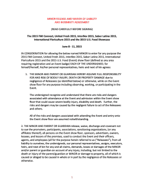 Minor Release and Waiver of Liability Agreement