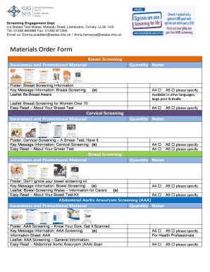 Materials Order Form