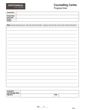 Counselling Centre Progress Note